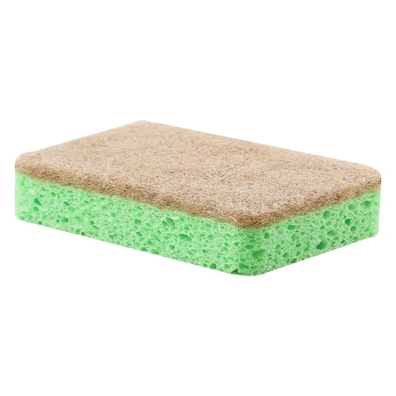1 Pack Non-Scratch Scrub Sponge, Natural Kitchen Sponges for Cleaning Kitchen, Scratch Free Biodegradable Sponges for Dishes, No-Stick Cookware(Green)