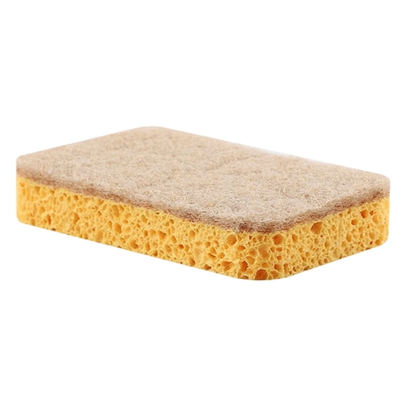 1 Pack Non-Scratch Scrub Sponge, Natural Kitchen Sponges for Cleaning Kitchen, Scratch Free Biodegradable Sponges for Dishes, No-Stick Cookware(Yellow)