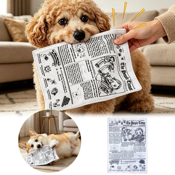 1 Pack Non-Shredding Crinkle Paper Dog Squeaky Toy, Washable No-Stuff Newspaper Chew Toy for Puppies Small Dogs Poodle Teddy Terrier Daily Play