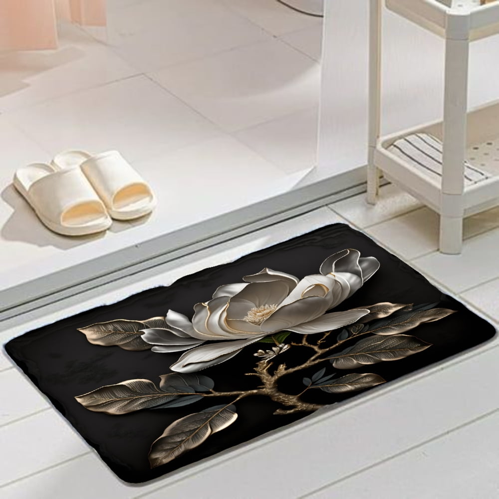 1 Pack Non-Slip Diatomite Bath Mat, bathroom rugs Elegant Floral Design ...