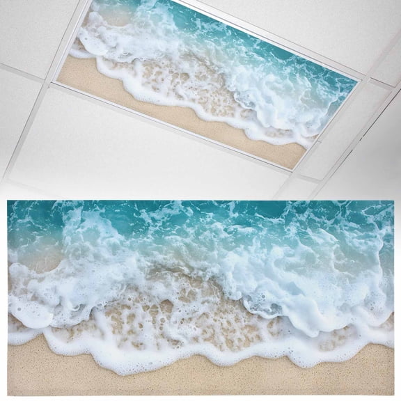1 Pack Ocean Beach Fluorescent Light Covers for Ceiling Lights Summer Sand Waves Nature Magnetic Ceiling Light Covers Overhead Light Filters for Office Classroom Home
