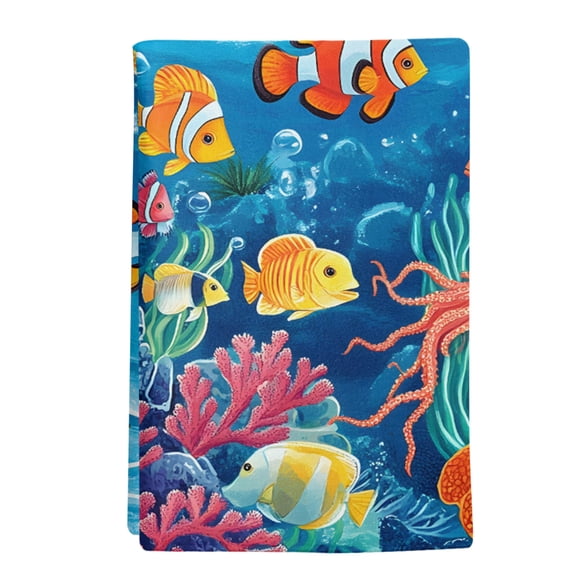 1 Pack Ocean Underwater Kitchen Towels Marine Life Fish Octopus Coral Seagrass Decorative Dish Towel Sets Absorbent Quick Dry Hand Cloths Tea Towels for Cooking Baking Farmhouse Gifts 18x28in