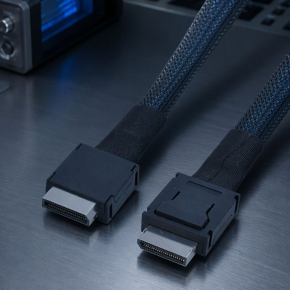 1 Pack Oculink SFF-8611 4i Cable, PCIe Gen 4 16 GT/s, 4-Lane eGPU Extension Cable with Locking Latches