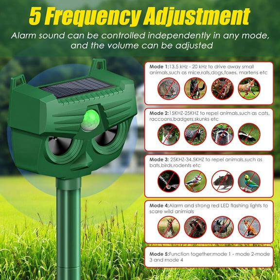1 Pack Onemayship Eco-Friendly Animal Repeller - Solar-Powered & USB Chargeable - Safe for Pets, Humane Pest Control for Patios