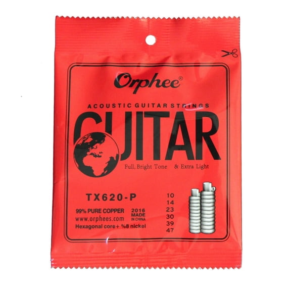 1 Pack Orphee TX620-P Acoustic Folk Guitar Strings Extra Light (.010-.047) Professional Strings High Carbon Steel