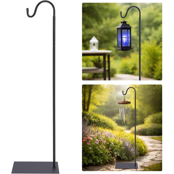 1 Pack Outdoor Bug Zapper Stand, 58 Inch Adjustable Heavy Duty Shepherd's Hook for Mosquito Repellent Lamp, Bird Feeders, Wind Resistant, Easy to Install, Suitable for Patio/Garden/Yard