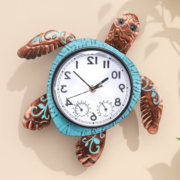 1 Pack Outdoor Clock with and Hygrometer, Waterproof, Large Numbers, for Patio Pool Garden Decor