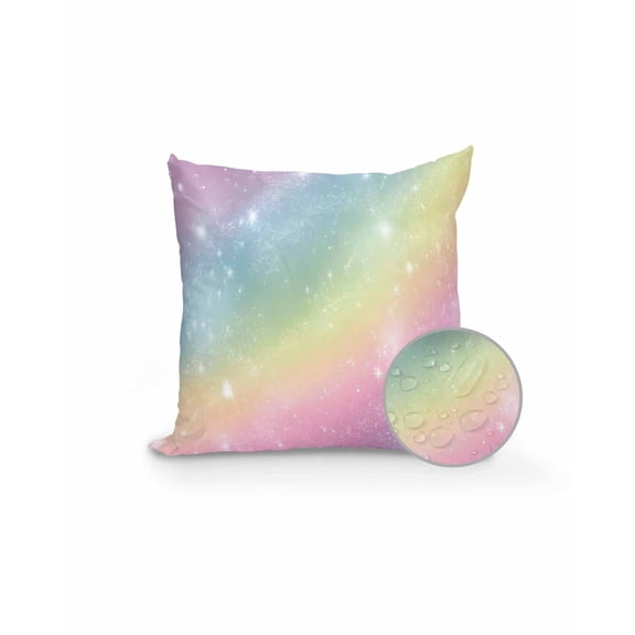 1 Pack Outdoor Pillows Waterproof, Abstract Rainbow Indoor/Outdoor Throw Pillows with Inserts, Fantasy Ombre Moden Art Decorative Pillow for Patio Furniture Chairs Couch