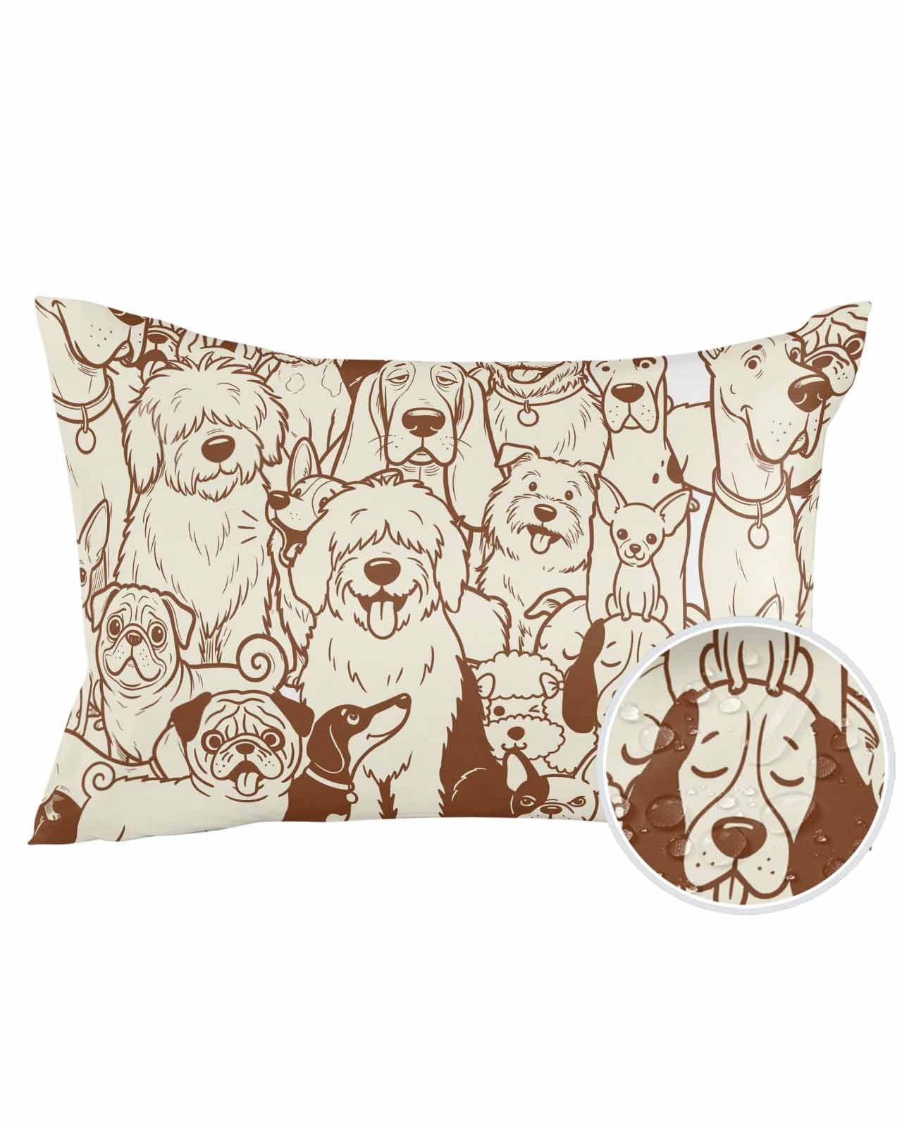 1 Pack Outdoor Pillows Waterproof, Brown Dog Indoor/Outdoor Throw ...