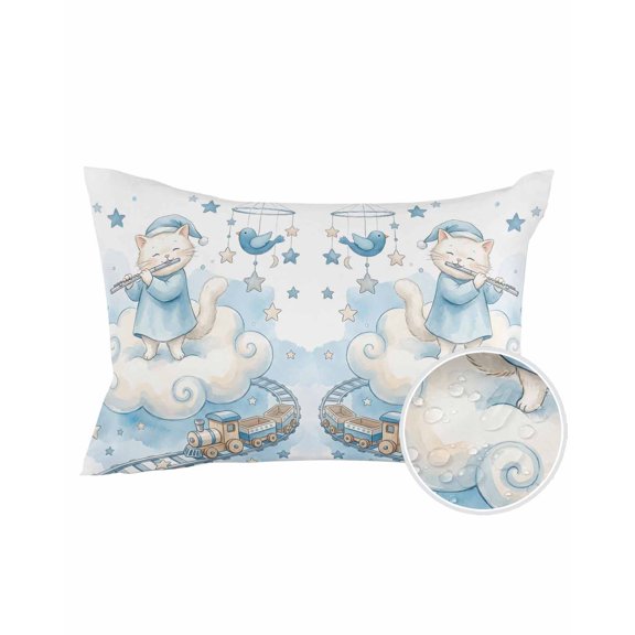 1 Pack Outdoor Pillows Waterproof, Cartoon Cats Indoor/Outdoor Throw Pillows with Inserts, Cute Cats Sleeping Dreams Clouds Watercolor Decorative Pillow for Patio Furniture Chairs Couch