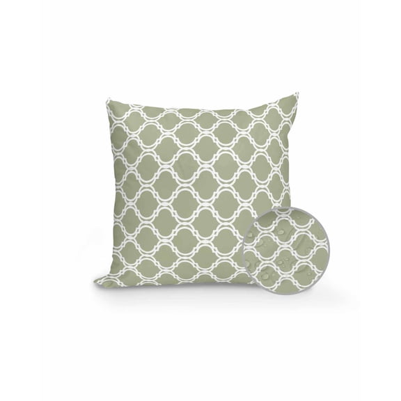 1 Pack Outdoor Pillows Waterproof, Sage Green Morocco Indoor/Outdoor Throw Pillows with Inserts, Geometric Moroccan Abstract Art Decorative Pillow for Patio Furniture Chairs Couch
