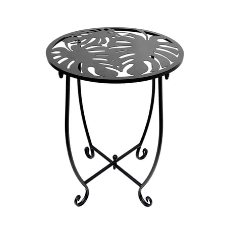 1 Pack Outdoor Side Table, 14 Inch Small Round Outdoor End Table Metal Side Table, Weather Resistant Steel Patio Side Table for Patio Yard Balcony Garden Black