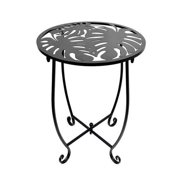 1 Pack Outdoor Side Table, 14 Inch Small Round Outdoor End Table Metal Side Table, Weather Resistant Steel Patio Side Table for Patio Yard Balcony Garden Black