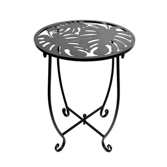 1 Pack Outdoor Side Table, 14 Inch Small Round Outdoor End Table Metal Side Table, Weather Resistant Steel Patio Side Table for Patio Yard Balcony Garden Black