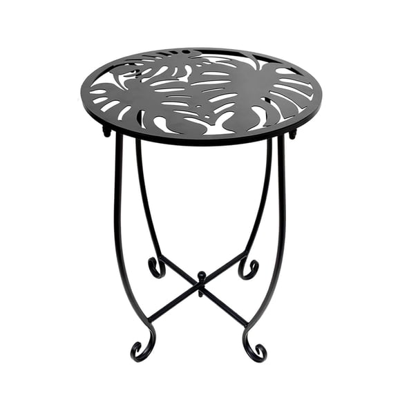 1 Pack Outdoor Side Table, 14 Inch Small Round Outdoor End Table Metal Side Table, Weather Resistant Steel Patio Side Table for Patio Yard Balcony Garden Black