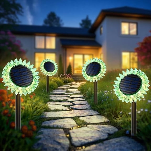WE 1 Pack Outdoor Solar Lights,Led Solar Sunflower Lights, Stake/Wall 2-in-1 Waterproof Solar Garden Lights for Yard, Landscape, Fence, Patio, Driveway, Pathway