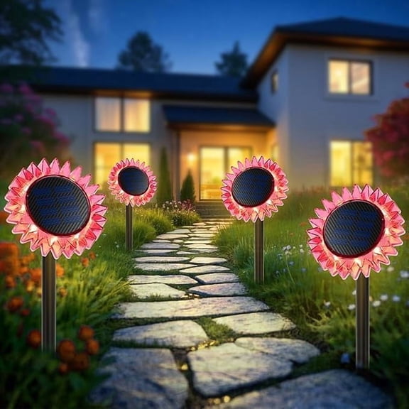 WE 1 Pack Outdoor Solar Lights，Led Solar Sunflower Lights, Stake/Wall 2-in-1 Waterproof Solar Garden Lights for Yard, Landscape, Fence, Patio, Driveway, Pathway