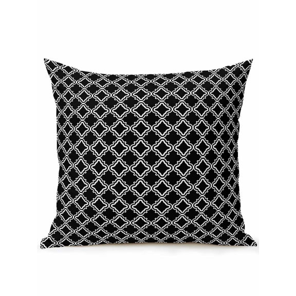 1 Pack Outdoor Throw Pillow, Black Morocco Waterproof Pillow with Insert Included, Abstract Modern Geometric Textured Decorative Accent Cushion Sofa Pillows for Patio Porch, 16 x 16 In