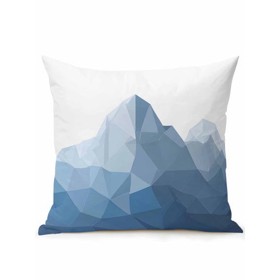 1 Pack Outdoor Throw Pillow, Blue Abstract Mountain Waterproof Pillow with Insert Included, Gradient Color Blocks Aesthetics Decorative Accent Cushion Sofa Pillows for Patio Porch, 18 x 18 In
