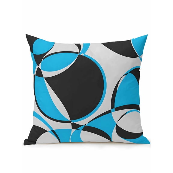 1 Pack Outdoor Throw Pillow, Blue Geometric Waterproof Pillow with Insert Included, Modern Abstract Lines Textured Decorative Accent Cushion Sofa Pillows for Patio Porch, 16 x 16 In