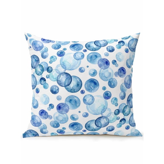 1 Pack Outdoor Throw Pillow, Blue Ocean Bubble Waterproof Pillow with Insert Included, Watercolor Sea Bubble Summer Decorative Accent Cushion Sofa Pillows for Patio Porch, 16 x 16 In