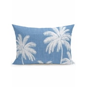 1 Pack Outdoor Throw Pillow, Blue Palm Trees Waterproof Pillow with Insert Included, Farmhouse Tropical Summer Beach Decorative Accent Cushion Lumbar Pillows for Patio Porch, 12 x 20 In