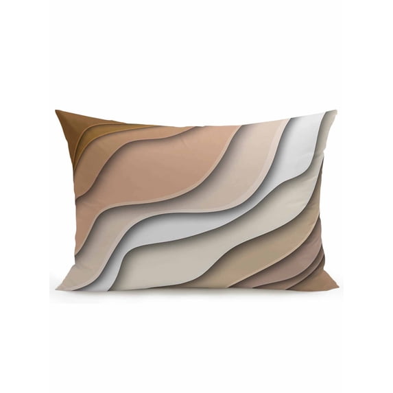 1 Pack Outdoor Throw Pillow, Brown Ombre Waterproof Pillow with Insert Included, Modern Geometric Abstract Aesthetic Cream Decorative Accent Cushion Lumbar Pillows for Patio Porch, 12 x 20 In