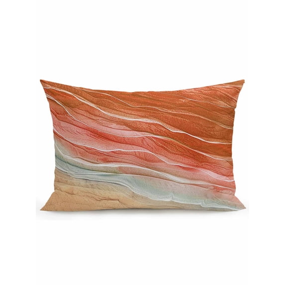1 Pack Outdoor Throw Pillow, Burnt Orange Ombre Coastal Waterproof Pillow with Insert Included, Summer Nautical Beach Ocean Seaside Decorative Accent Cushion Lumbar Pillows for Patio, 12 x 20 In