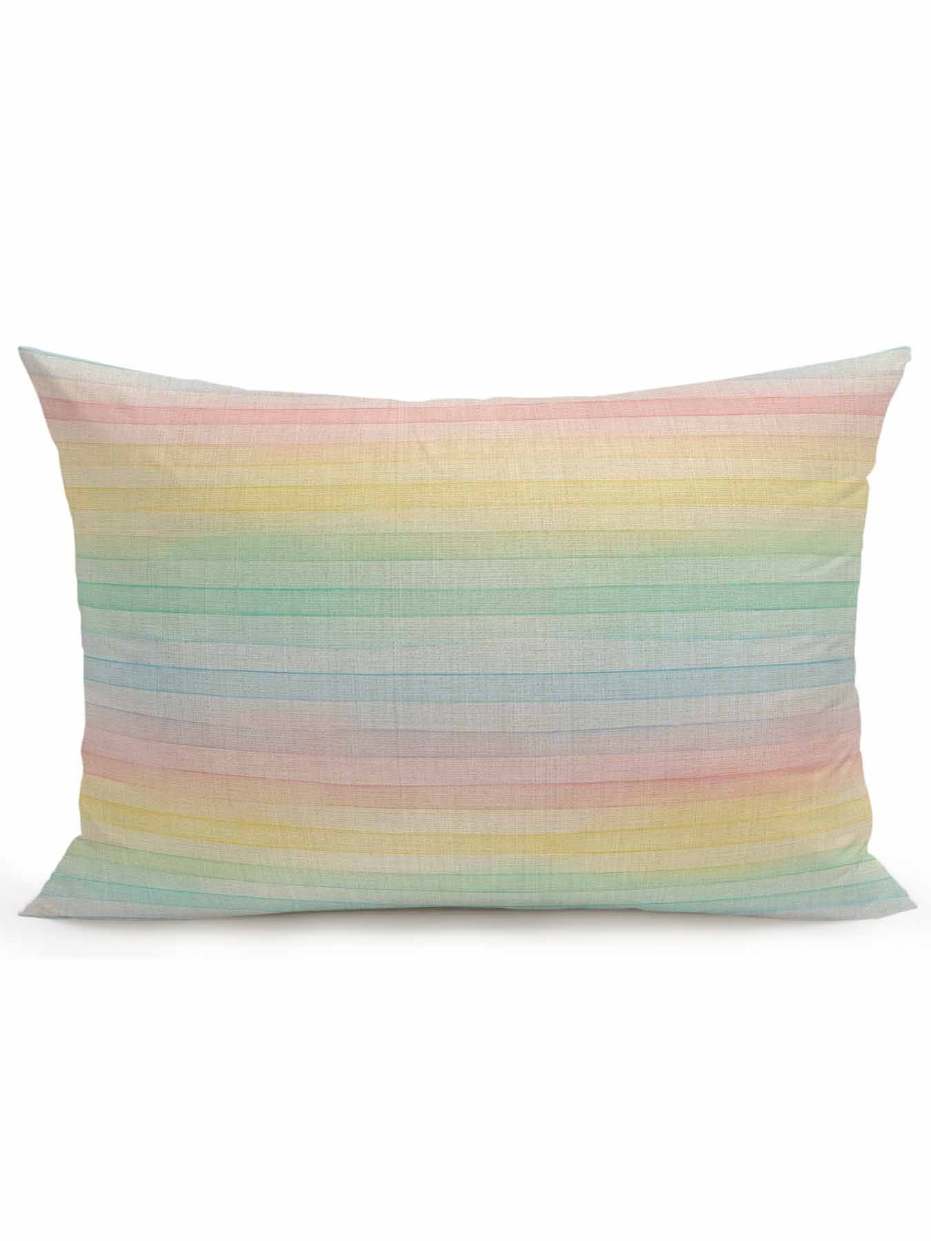 1 Pack Outdoor Throw Pillow, Colorful Striped Waterproof Pillow with Insert Included, Farmhouse Vertical Striped Burlap Rustic Decorative Accent Cushion Lumbar Pillows for Patio Porch, 12 x 20 In