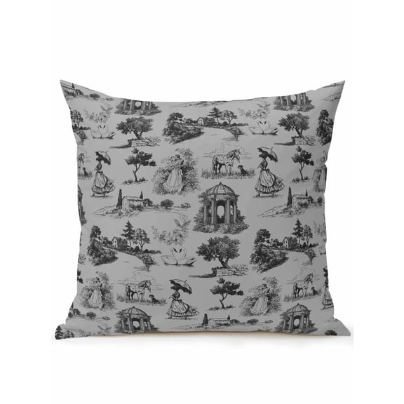 1 Pack Outdoor Throw Pillow, Farmhouse Country Waterproof Pillow with Insert Included, Vintage French Garden Horse Swan Decorative Accent Cushion Sofa Pillows for Patio Porch, 16 x 16 In