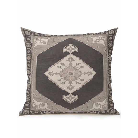 1 Pack Outdoor Throw Pillow, Grey Beige Boho Waterproof Pillow with Insert Included, Southwestern Ethnic Abstract Art Decorative Accent Cushion Sofa Pillows for Patio Porch, 16 x 16 In