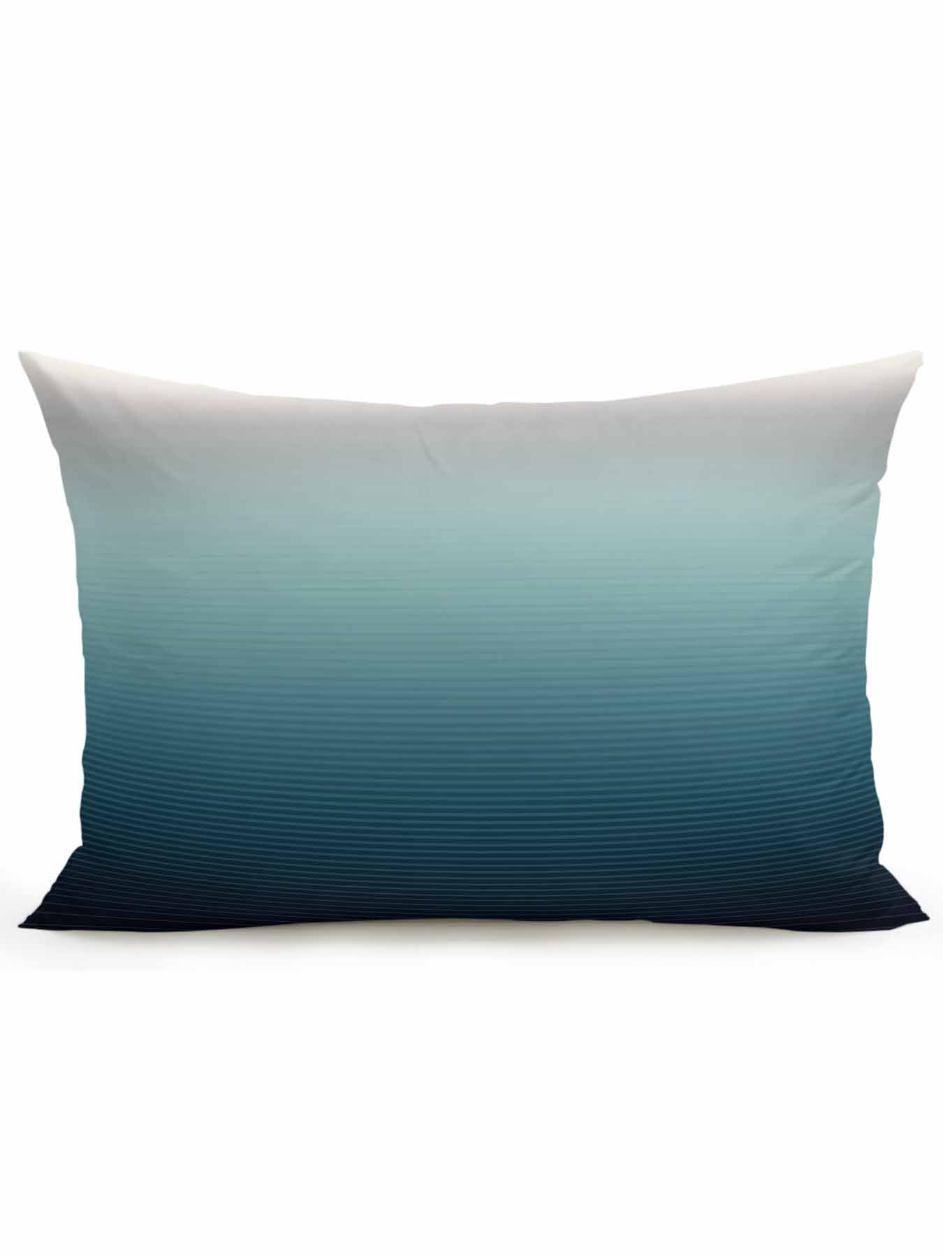 1 Pack Outdoor Throw Pillow, Grey Turquoise Ombre Waterproof Pillow with Insert Included, Teal Modern Geometric Striped Abstract Art Decorative Accent Cushion Lumbar Pillows for Patio, 12 x 20 In