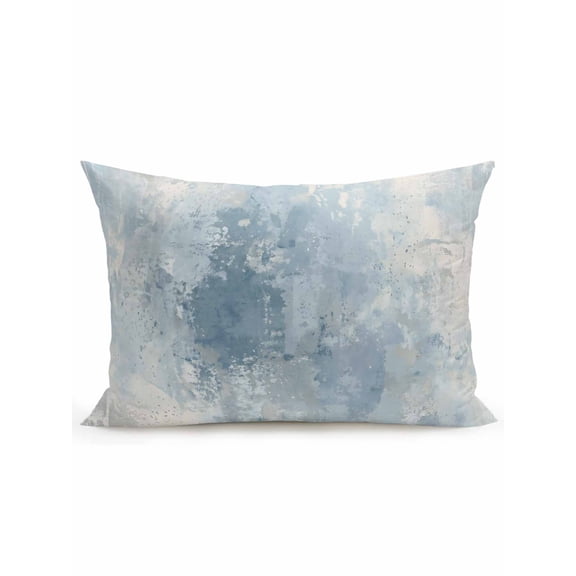 1 Pack Outdoor Throw Pillow, Light Blue Grey Waterproof Pillow with Insert Included, Minimalism Gradient Mottled Patterned Decorative Accent Cushion Lumbar Pillows for Patio Porch, 12 x 20 In