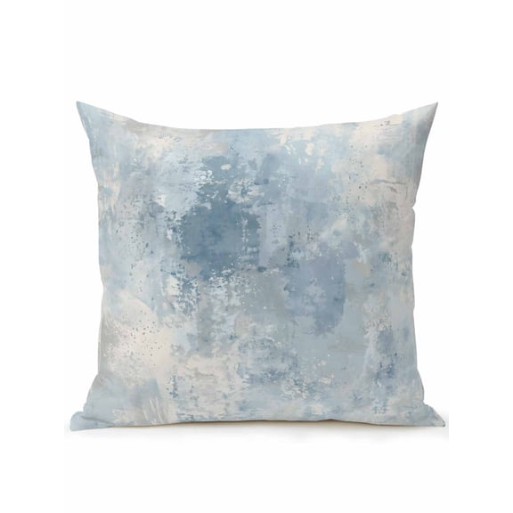 1 Pack Outdoor Throw Pillow, Light Blue Grey Waterproof Pillow with Insert Included, Minimalism Gradient Mottled Patterned Decorative Accent Cushion Sofa Pillows for Patio Porch, 16 x 16 In