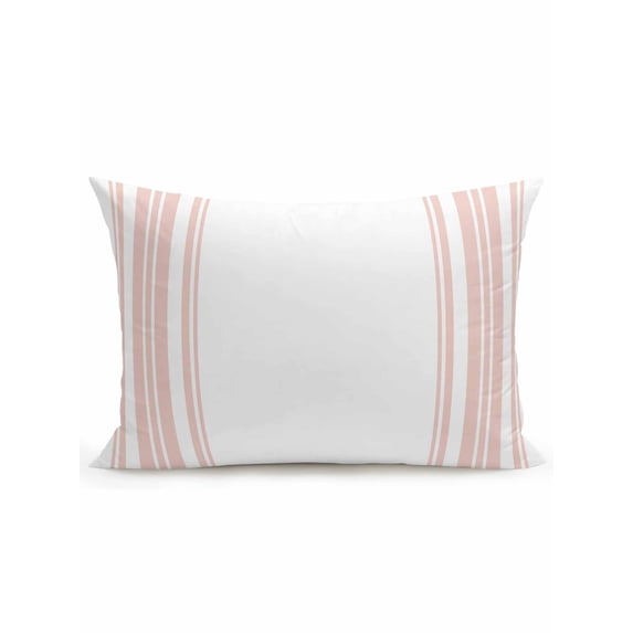 1 Pack Outdoor Throw Pillow, Pink Striped Waterproof Pillow with Insert Included, Modern White Striped Abstract Art Aesthetics Decorative Accent Cushion Lumbar Pillows for Patio Porch, 12 x 20 In