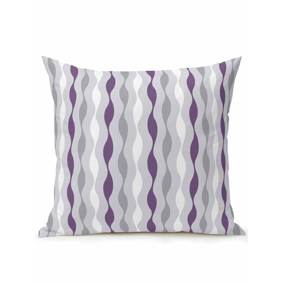 1 Pack Outdoor Throw Pillow, Purple Grey Striped Waterproof Pillow with Insert Included, Modern Abstract Geometric Stripes Decorative Accent Cushion Sofa Pillows for Patio Porch, 16 x 16 In