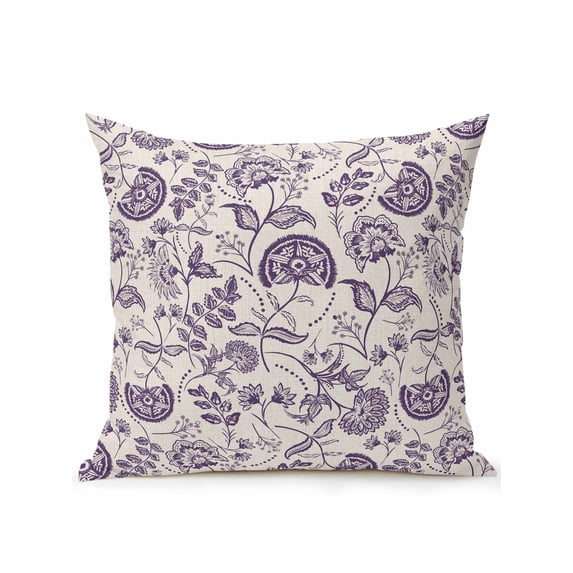 1 Pack Outdoor Throw Pillow, Purple Spring Floral Waterproof Pillow with Insert Included, Summer Botanical Farmhouse Decorative Accent Cushion Sofa Pillows for Patio Porch, 18 x 18 In