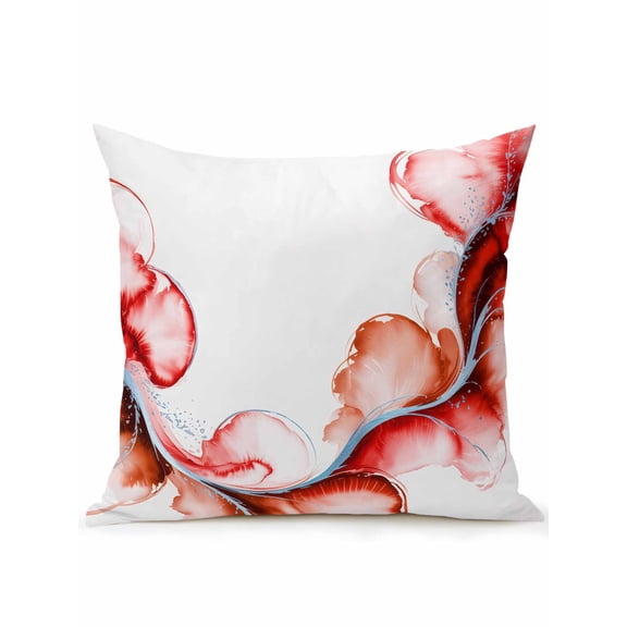 1 Pack Outdoor Throw Pillow, Red Marble Stone Waterproof Pillow with Insert Included, Ink Splash Country Marble Abstract Decorative Accent Cushion Sofa Pillows for Patio Porch, 16 x 16 In