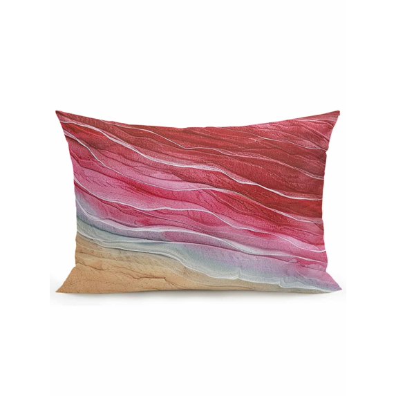 1 Pack Outdoor Throw Pillow, Red Ombre Coastal Waterproof Pillow with Insert Included, Summer Nautical Beach Ocean Seaside Decorative Accent Cushion Lumbar Pillows for Patio Porch, 12 x 20 In