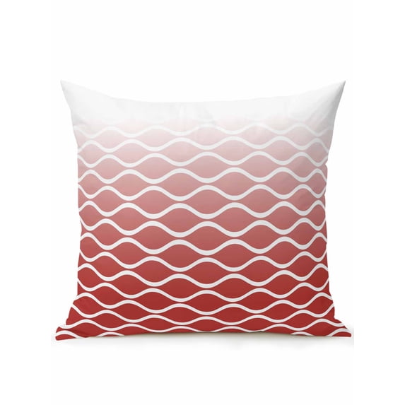 1 Pack Outdoor Throw Pillow, Red Striped Waterproof Pillow with Insert Included, Modern Abstract Ombre Geometric Morocco Decorative Accent Cushion Sofa Pillows for Patio Porch, 16 x 16 In