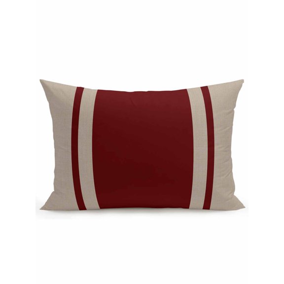 1 Pack Outdoor Throw Pillow, Simpler Red Line Waterproof Pillow with Insert Included, Farmhouse Red Striped Abstract Decorative Accent Cushion Lumbar Pillows for Patio Porch, 12 x 20 In
