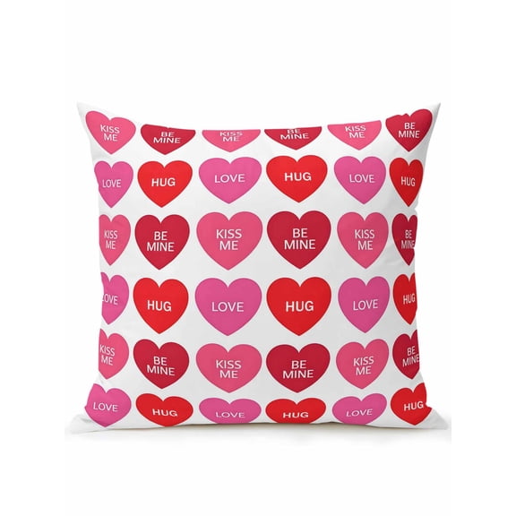 1 Pack Outdoor Throw Pillow, Valentine's Day Waterproof Pillow with Insert Included, Romantic Love Heart Minimalist Red Pink Decorative Accent Cushion Sofa Pillows for Patio Porch, 16 x 16 In