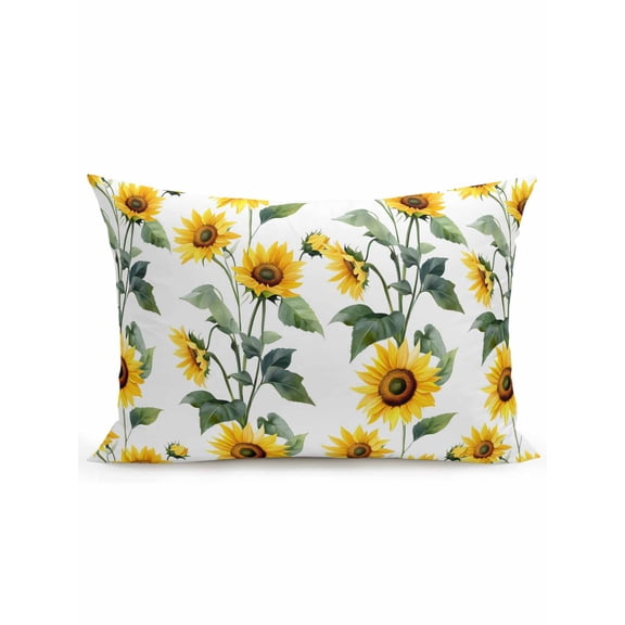 1 Pack Outdoor Throw Pillow, Yellow Sunflowers Waterproof Pillow with Insert Included, Farmhouse Summer Botanical Watercolor Decorative Accent Cushion Lumbar Pillows for Patio Porch, 12 x 20 In