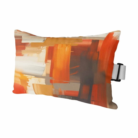 1 Pack Outdoor Waterproof Throw Pillows for Head,Orange Gradient Graffiti Art Cushion Cases with Insert&Straps Neck Pillows for Patio Recliner Chair,Abstract Geometric Seamless
