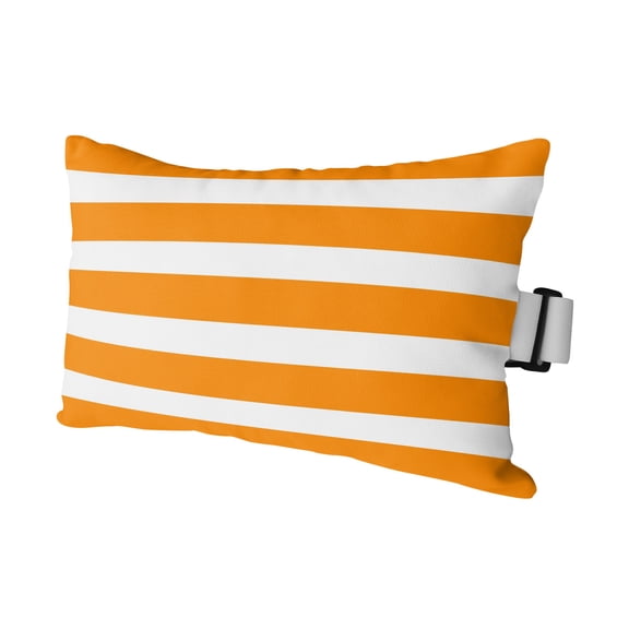 1 Pack Outdoor Waterproof Throw Pillows for Head,Orange Stripes Mid-Century Cushion Cases with Insert&Straps Neck Pillows for Patio Recliner Chair,Abstract Minimalist Art