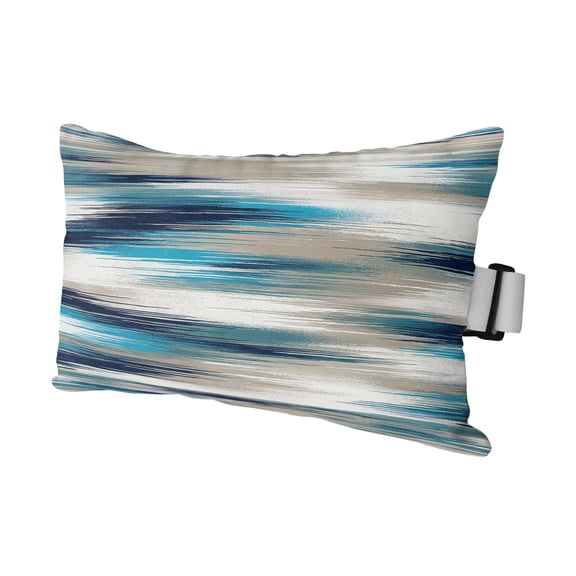 1 Pack Outdoor Waterproof Throw Pillows for Head,Slate Blue Sand Striped Cushion Cases with Insert&Straps Neck Pillows for Patio Recliner Chair,Abstract Geometric Art