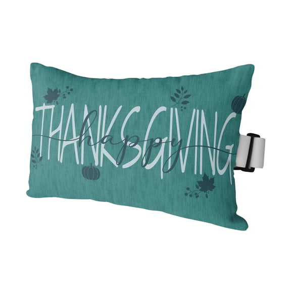 1 Pack Outdoor Waterproof Throw Pillows for Head,Thanksgiving Words on Green Cushion Cases with Insert&Straps Neck Pillows for Patio Recliner Chair,Fall Maple Leaves
