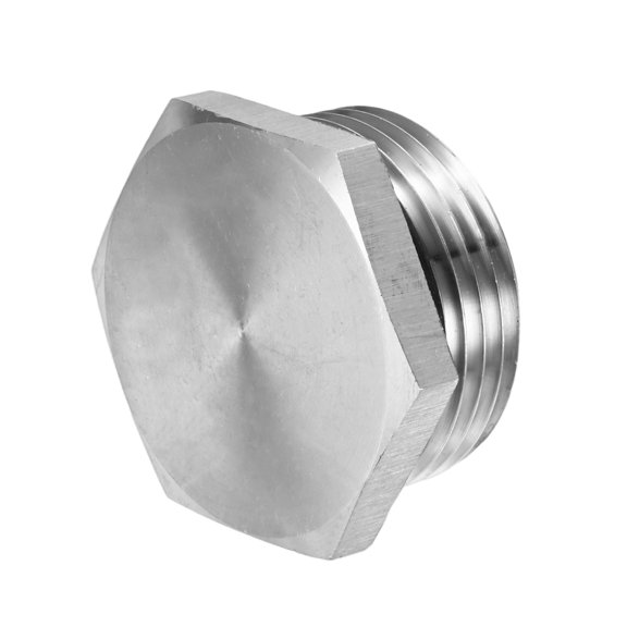 1-Pack Outer Hex Head Thread Pipe Plug Fitting, 1 NPT Male 304 Stainless Steel Solid Thread Bung Plug with Sealing Ring