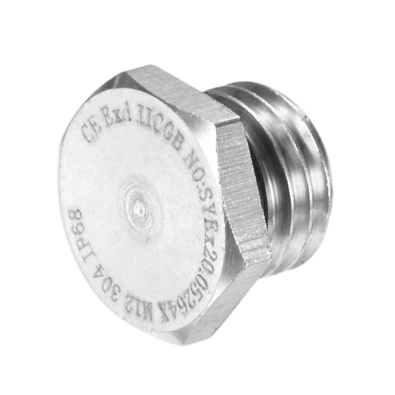 1-Pack Outer Hex Head Thread Pipe Plug Fitting, M12x1.5mm Male 304 Stainless Steel Solid Thread Bung Plug with Sealing Ring