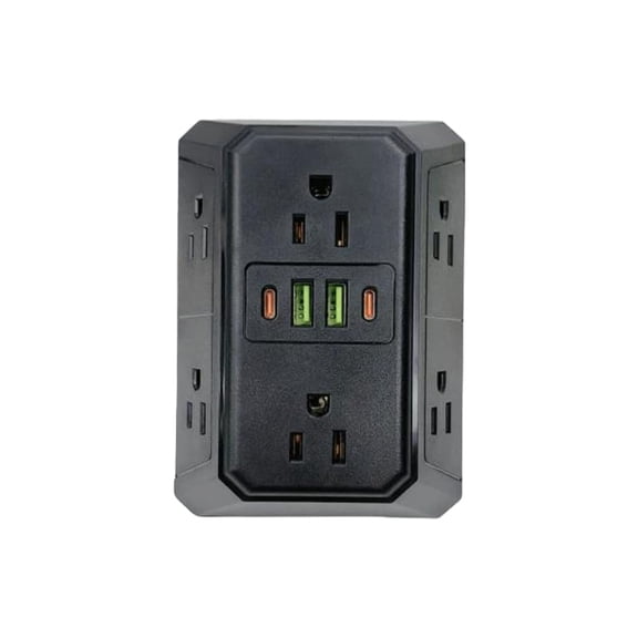 1 Pack Outlet Surge Protector Extender with USB C: Outlet Splitter with 6 Outlets 2 USB Ports & 2 USB C Ports - Multi Plug Wall Adapter for Home Dorm Office Travel